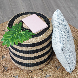 Cylindrique rayé jonc de mer pouf décoration de la maison matériaux naturels écologique fabriqué au Vietnam Durable en gros - Product Image 6