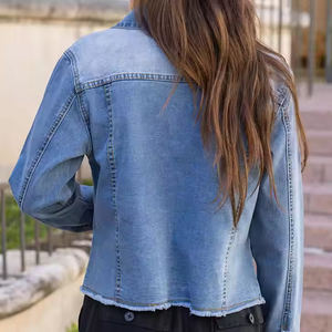 La plupart des tendances Style décontracté automne hiver nouveau manches bouffantes dames femmes jean vestes décoated bouton lavé Technique Denim manteau - Product Image 4