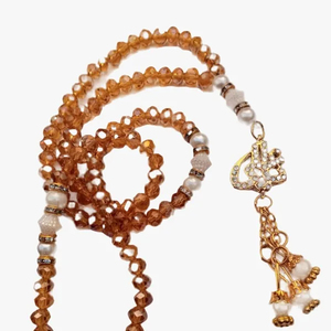 ลูกปัดคริสตัลคุณภาพระดับพรีเมียมทำจากลูกปัด100ลูกปัดติดคริสตัลทรงกลมทาซาบีห์ - Product Image 1