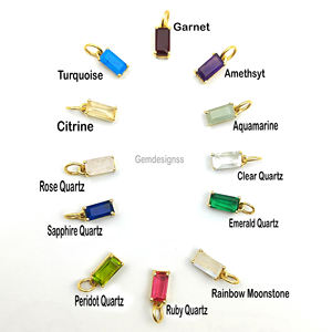 Collier pendentif en argent vermeil et or fait à la main, ensemble de breloques baguette avec pendentifs fins en pierre de naissance et breloques pour la fabrication de bijoux - Product Image 2