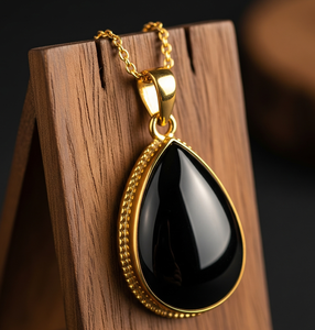 Compre al por mayor Cadena delicada de Plata de Ley 925 Estilo bohemio Onyx negro Colgante de cristal curativo Encantos de moda - Product Image 5