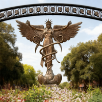 Grandes sculptures métalliques d'extérieur, statue en bronze coulé d'ange serpent grandeur nature, figurine 3D sur le thème des fées