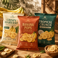 Sachets personnalisés à fermeture arrière pour chips de banane, chips de pommes de terre, emballages de snacks, sacs d'emballage alimentaire imprimés sur mesure