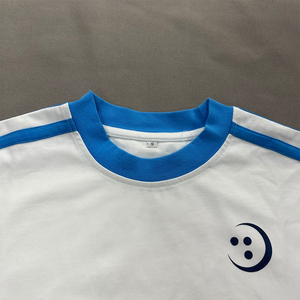 T-shirt personnalisé de haute qualité avec rayures en coton col rond manches courtes T-shirt surdimensionné pour hommes - Product Image 3