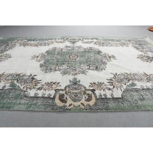 พรมตุรกี ขนาดใหญ่ 5.3x8.9 ฟุต พรมขนสัตว์สีเขียวขาว - Product Image 3