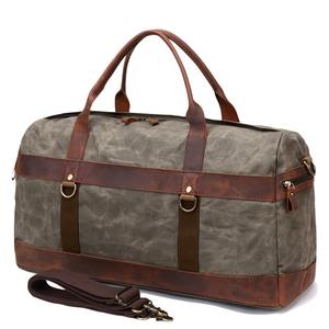 Sac de voyage en cuir et toile Sac polochon imperméable pour hommes femmes Week-end voyage de nuit à main Grand fourre-tout LCTB-0120 - Product Image 1