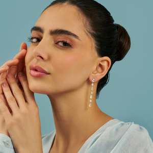 92.5 <b>Silver</b> <b>Drop</b> <b>Earrings</b> Geometric Pattern Trendy Religious Style for Wedding Party Gift Featuring Zircon Pearl Diamond Gold - Product Image 1