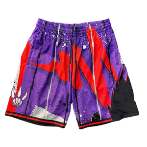 กางเกงขาสั้นตาข่ายสำหรับออกกำลังกายเล่นบาสเก็ตบอลมีกระเป๋าปักลายเรียบเรียบ - Product Image 3