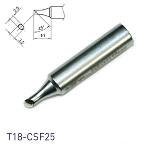 Pointe de soudage en cuivre sans oxygène Hakko T18-CSF25 Shape-2.5CS, connecteur à enfoncer pour fer à souder - Product Image 1