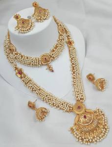 ENSEMBLE DE BIJOUX INDIENS TRADITIONNELS ET À LA MODE EN CUIVRE ENSEMBLE DE BIJOUX DE MARIAGE POUR FEMMES ENSEMBLE DE BOUCLES D'OREILLES ET DE COLLIERS - Product Image 2