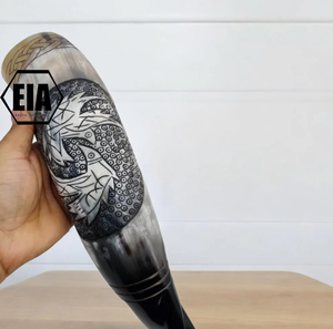 Cuerno para beber de alto pulido Original de Europa, artesanías naturales religiosas, soporte de cristal vikingo barato, saco de regalo de arpillera, recuerdo de animales - Product Image 5