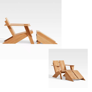 เก้าอี้ไม้สักธรรมชาติกลางแจ้งพร้อมออตโตมัน - Product Image 6