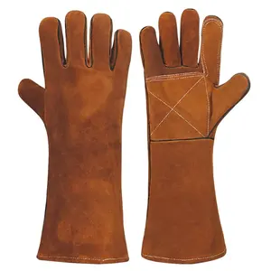 定制尺寸热销焊接手套防护安全皮革耐热焊接手套出口销售