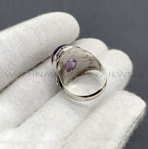 Design à la mode 10x14mm forme ovale bague en améthyste naturelle en argent Sterling 925 fait à la main bohème pierre précieuse beau cadeau bijoux pour elle - Product Image 3