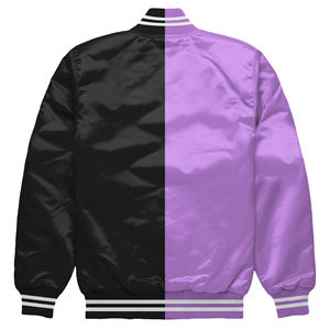 Classique Lavande Noir Satin Varsity Veste Baseball Letterman Bomber College Veste Élégant Durable Athlétique Survêtement - Product Image 2