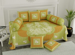 Drap de lit simple de luxe en coton imprimé fille florale rajasthani 8 pièces ensemble indien Deewan pour la maison-beaux cadeaux à la maison - Product Image 2