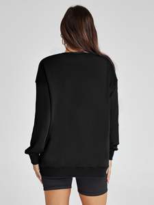 Jersey liso en blanco bordado Logo cuello redondo sudadera Yoga gimnasio entrenamiento sudadera para figuras de hombro caído transpirable - Product Image 2