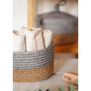 ตะกร้าสาน jutte ไม้ไผ่สีเทากลมขนาด20x13ซม. - Product Image 2