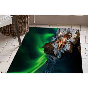 Northern Lights <b>Chenille</b> <b>Rug</b>: Lofoten Landscape, Non-Slip Farmhouse Decor,Nonwoven Soft <b>Rug</b> - Product Image 3