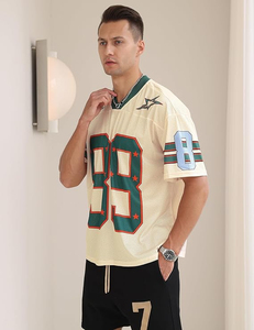 Vente en gros 100% polyester sublimé recadrée rétro maillot de football Streetwear surdimensionné américain maille maillot de football - Product Image 6