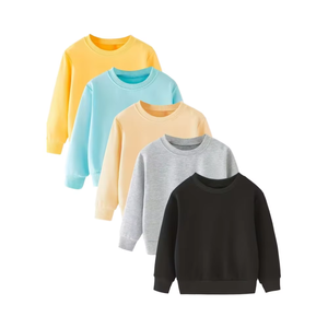 เสื้อยืดสเวตเตอร์แขนยาวผ้าฝ้ายสำหรับเด็กผู้ชาย, เสื้อสเวตเตอร์คอกลมแขนยาวโอเวอร์ไซส์ผ้าฝ้าย - Product Image 1