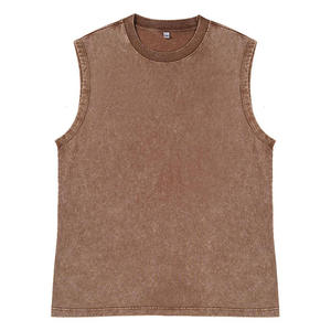 Venta al por mayor 240 gramos de algodón lavado pesado camiseta sin mangas de alta calidad personalizado Vintage Chaleco de gran tamaño camiseta para hombres - Product Image 3