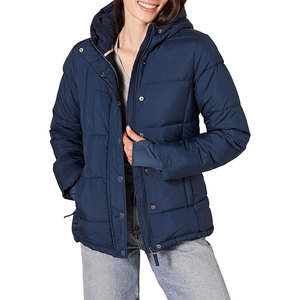 <b>Lightweight</b> <b>Denim</b> Solid Zipper Washed Puffer <b>Jacket</b> Comfortable Durable Quilted Windproof Winter Outerwear for Men Women - Product Image 1