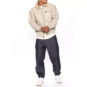 Vestes pour hommes de style aventure en plein air en cuir robuste avec col montant et tissu en toile de finition résistant aux intempéries - Product Image 4