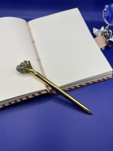 Bolígrafo de cristal de pirita peruana hecho a mano, bolígrafo de piedra con imán de dinero de Metal Natural para el éxito de la riqueza y la curación energética - Product Image 5