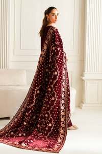 New Designs 2024 Winter Partywear Wedding Velvet Bride <b>Shawl</b> Dupatta Heavy Zari Embroidery Work for <b>Women</b> High Quality Low Price - Product Image 2