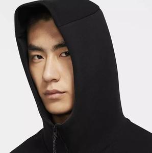 Super qualité Vente à chaud Jogger lourd Logo personnalisé hommes fermetures éclair poches vêtements de sport Hoodies Pour Hommes Personnalisé teint en noir - Product Image 3