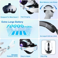 Nouveau bandeau confortable 2024 avec batterie de 10000 mAh pour accessoires VR Meta/Oculus Quest 3/3S
