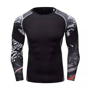 High Quality Customized Men's Rash Guard Long Fitness <b>Apparel</b> with Solid Pattern Printed Cotton Polyester Low Price Custom Logo - Product Image 1
