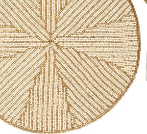 Handcrafted American Style Round <b>Beaded</b> <b>Placemats</b>/pads for Dining Table Wedding Christmas & Family Gatherings Made of Glass - Product Image 3