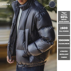 Veste matelassée d'hiver pour hommes personnalisée avec capuche blanche coupe-vent et imperméable en tissu de toile Manteau matelassé personnalisé - Product Image 2