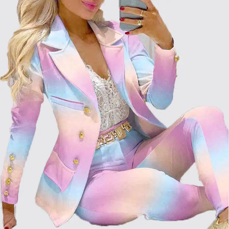 Woman Suit Print Blazer And Pants For Women Formal Wear Jacket & Trousers Leggings Elegant Outfits Ladies Office Wear Suit