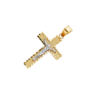 Hot Fashion 14K Argent et Or Jaune Bicolore Plaqué Christian Crucifix Croix Pendentif Alliage Métallique pour Enfants - Product Image 2