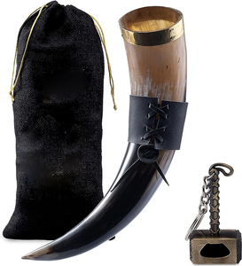 Authentic Handmade Medieval Norse Drinking Horn Viking <b>Compass</b> Inspired Religious Design Hand <b>Engraved</b> Polished Animal Carving - Product Image 6