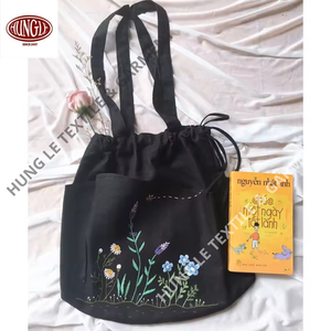 Venta al por mayor de bolsas unisex con bordado a mano con cierre de cordón Forro de algodón de estilo vintage - Product Image 1