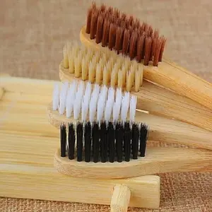 Sikat gigi dapat terurai ramah lingkungan bambu 4 buah warna hitam putih dewasa untuk gigi sensitif
