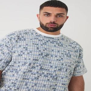 เสื้อยืดลายภูมิศาสตร์ผ้าแจ็คการ์ดขนาดใหญ่พิเศษสำหรับผู้ชายดีไซน์พิเศษเหมาะสำหรับทุกโอกาสผ้าถักพิมพ์ลาย - Product Image 3