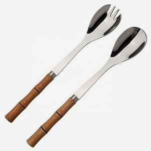 ชุดเซิร์ฟเวอร์สลัดสแตนเลสขัดเงาสีดำพร้อมช้อนออกแบบกิ่งไม้ที่ทันสมัยชุดเซิร์ฟเวอร์สำหรับงานแต่งงานที่บ้าน - Product Image 2