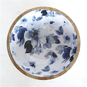 Cuenco de madera decorativo, diseño esmaltado, vajilla de madera de mango, servidor de ensalada, cuenco para servir comida de cocina para restaurantes de La India - Product Image 4