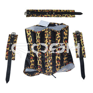 Sublimated Yellow Leopard Print <b>Underbust</b> Satin <b>Corset</b> Set - Product Image 5
