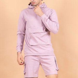 Casual Winter Breathable <b>Lightweight</b> <b>Hoodie</b> and Shorts Set for Men - Product Image 1