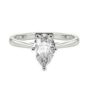 Jeulia Pear Cut <b>Solitaire</b> Gemstone Engagement <b>Ring</b> in Sterling <b>Silver</b> with Rhodium Plating - Product Image 1