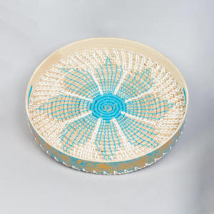 Plateau de luxe fait main en fibres naturelles pour fruits secs plateau de restauration en bambou spiralé à bas prix fabriqué au Vietnam - Product Image 1