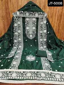 New Designer <b>Wedding</b> and Festival Wear Fancy Thread Embroidery Work Salwar Kameez <b>Suit</b> with Semi Modal Heavy Work Dupatta Set - Product Image 3