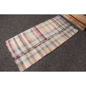 พรมวินเทจขนาด 2.8x5.7 ฟุต พรมตุรกีขนาดเล็ก พรมลายเรขาคณิตสีรุ้ง - Product Image 3