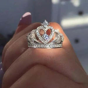 AAA+ Quality Women <b>Crown</b> Jewelry 925 Silver <b>Ring</b> Cubic Sapphire Wedding <b>Ring</b> Size 7 Cus-Jew12 - Product Image 2